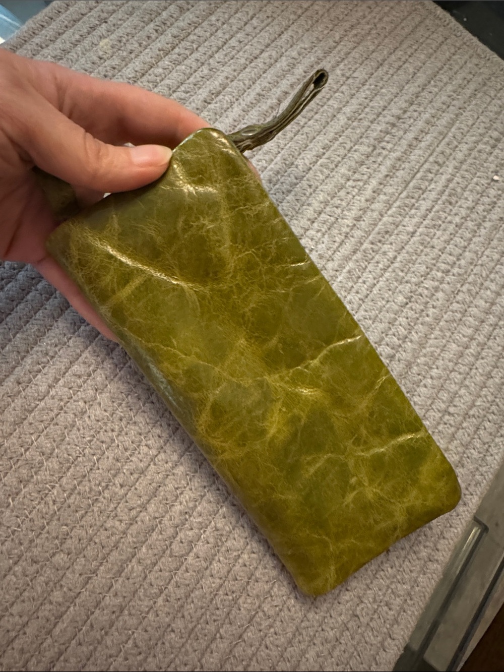 Olive Green Leather Wristlet Wallet - Women
